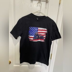 Gildan Black Tee with American Flag and Figure